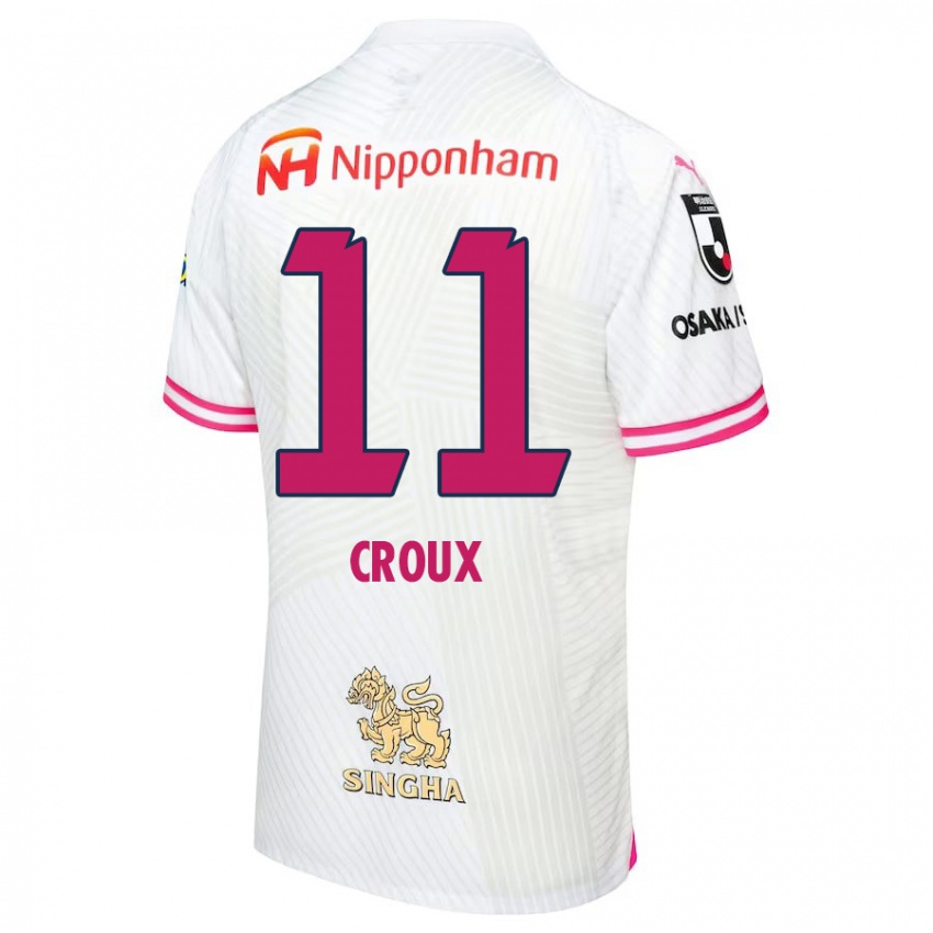 Kinderen Jordy Croux #11 Wit Roze Uitshirt Uittenue 2024/25 T-Shirt