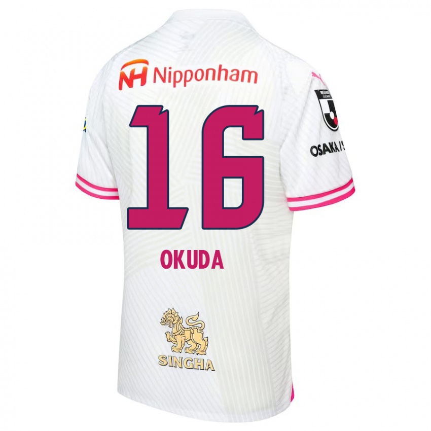 Kinderen Hayato Okuda #16 Wit Roze Uitshirt Uittenue 2024/25 T-Shirt