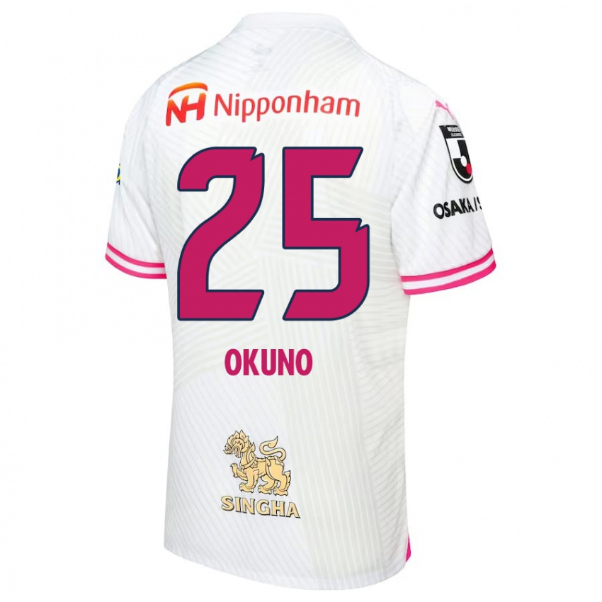 Kinderen Hiroaki Okuno #25 Wit Roze Uitshirt Uittenue 2024/25 T-Shirt