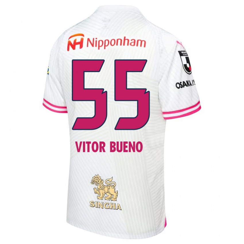 Kinderen Vitor Bueno #55 Wit Roze Uitshirt Uittenue 2024/25 T-Shirt