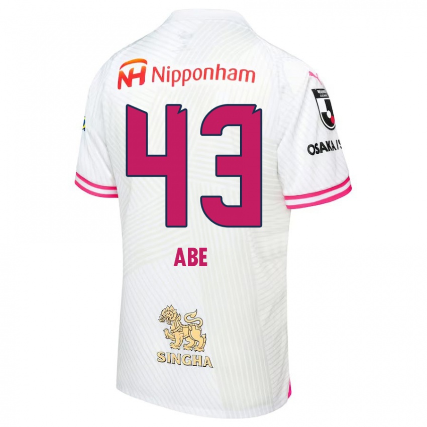 Kinderen Yosei Abe #43 Wit Roze Uitshirt Uittenue 2024/25 T-Shirt