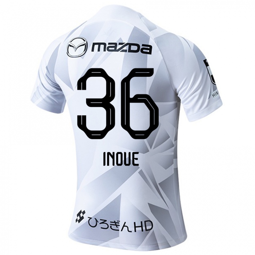 Kinderen Aren Inoue #36 Wit Grijs Zwart Uitshirt Uittenue 2024/25 T-Shirt