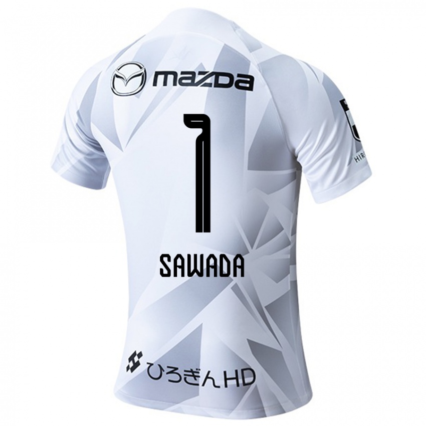 Kinderen Shunsuke Sawada #1 Wit Grijs Zwart Uitshirt Uittenue 2024/25 T-Shirt