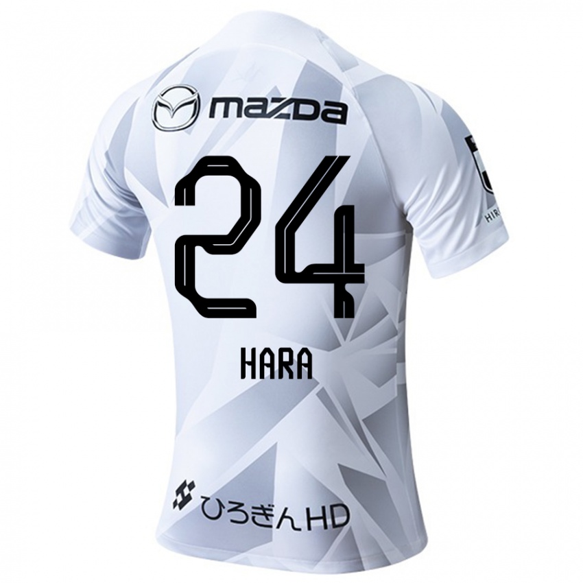 Kinderen Minato Hara #24 Wit Grijs Zwart Uitshirt Uittenue 2024/25 T-Shirt