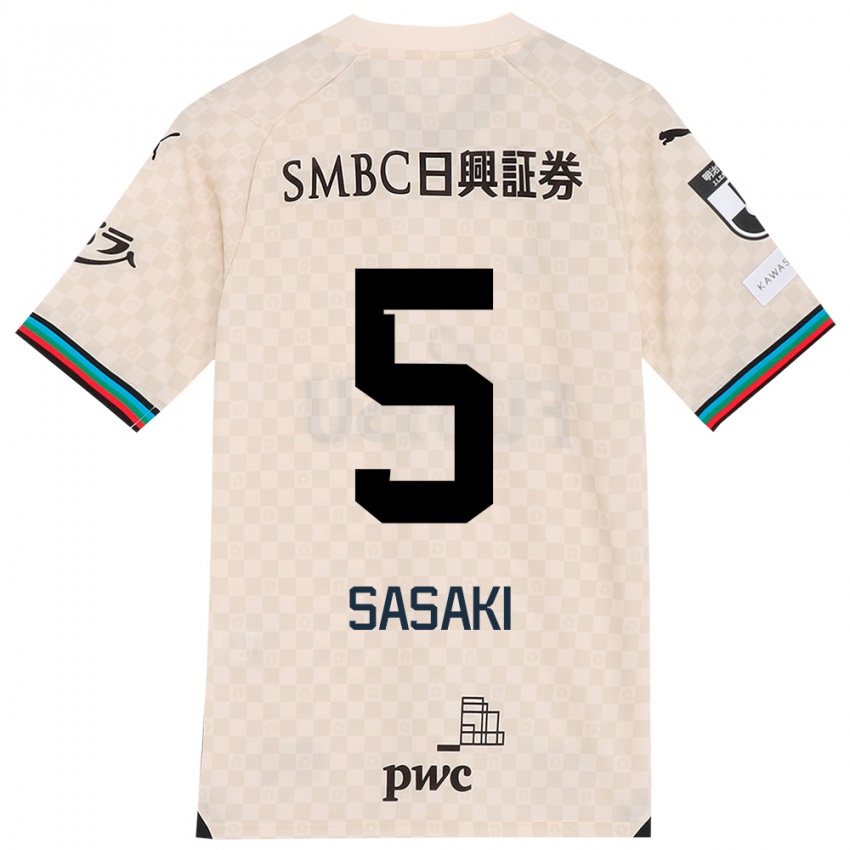 Kinderen Asahi Sasaki #5 Wit Grijs Uitshirt Uittenue 2024/25 T-Shirt