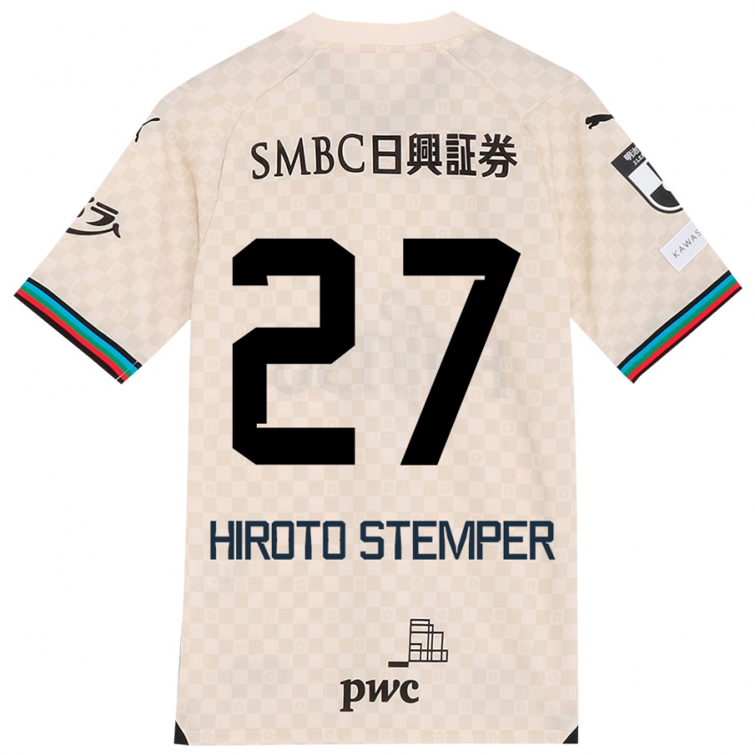 Kinderen Luka Hiroto Stemper #27 Wit Grijs Uitshirt Uittenue 2024/25 T-Shirt