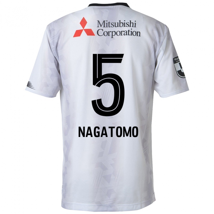 Kinderen Yuto Nagatomo #5 Wit Zwart Uitshirt Uittenue 2024/25 T-Shirt