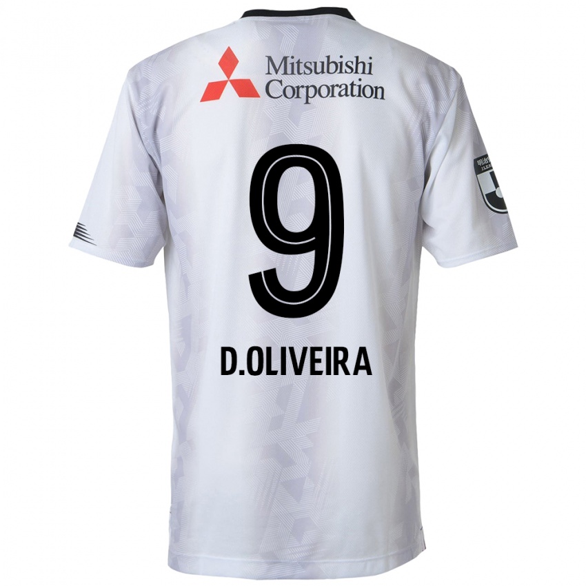 Kinderen Diego Oliveira #9 Wit Zwart Uitshirt Uittenue 2024/25 T-Shirt