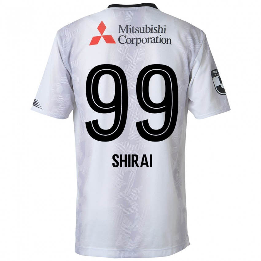 Kinderen Kosuke Shirai #99 Wit Zwart Uitshirt Uittenue 2024/25 T-Shirt