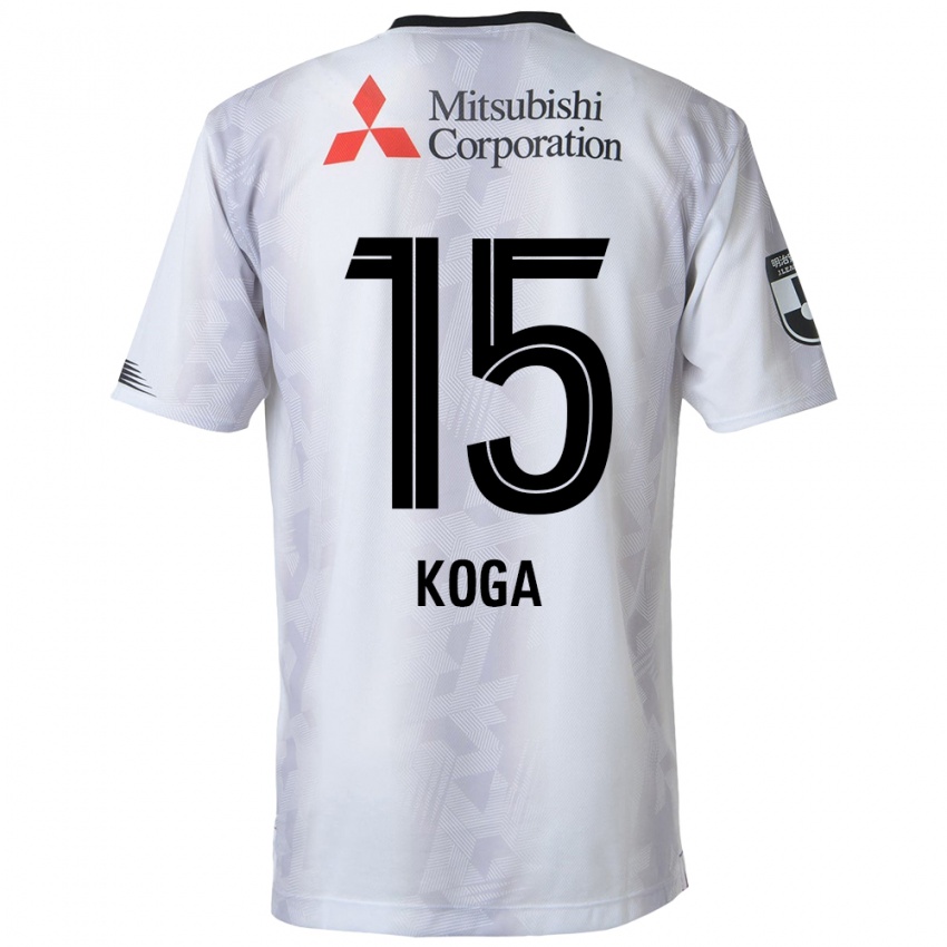 Kinderen Shun Koga #15 Wit Zwart Uitshirt Uittenue 2024/25 T-Shirt