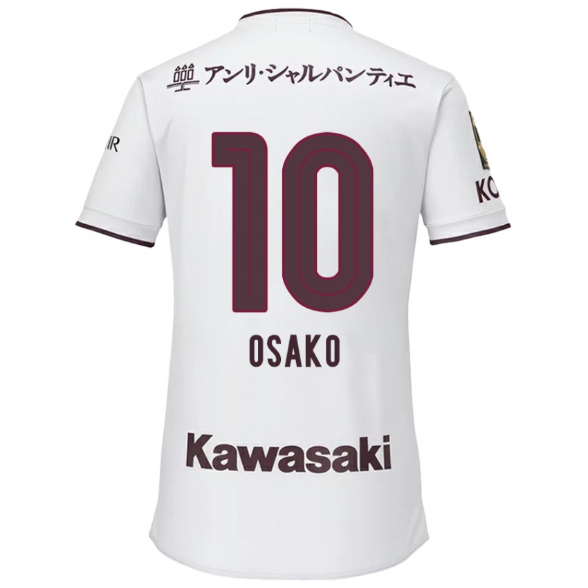 Kinderen Yuya Osako #10 Wit Rood Uitshirt Uittenue 2024/25 T-Shirt