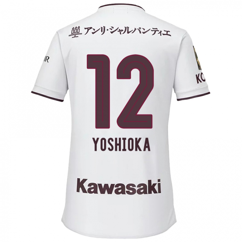 Kinderen Kosuke Yoshioka #12 Wit Rood Uitshirt Uittenue 2024/25 T-Shirt