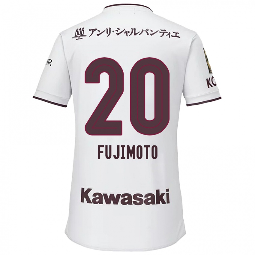 Kinderen Riku Fujimoto #20 Wit Rood Uitshirt Uittenue 2024/25 T-Shirt