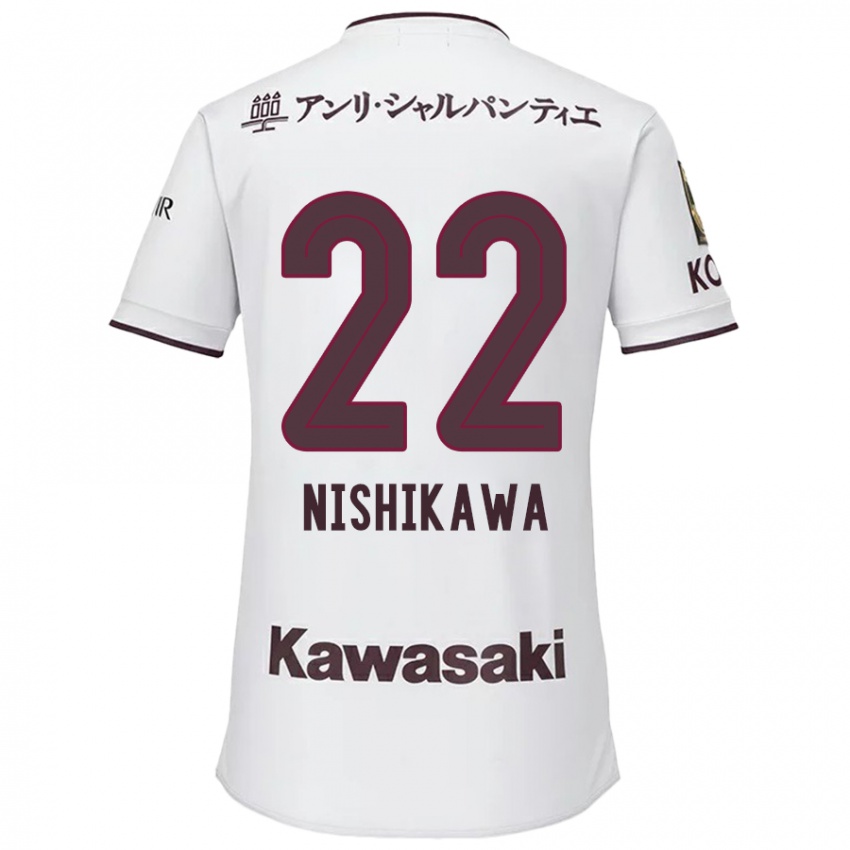 Kinderen Aiku Nishikawa #22 Wit Rood Uitshirt Uittenue 2024/25 T-Shirt