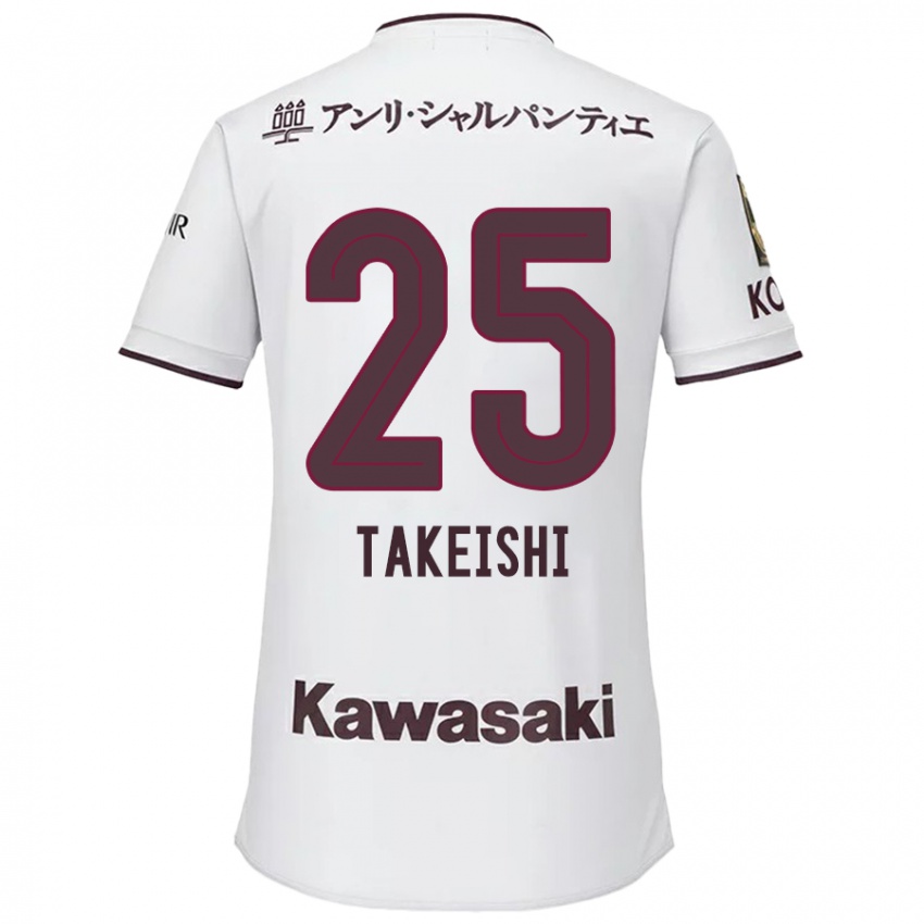 Kinderen Tsubasa Takeishi #25 Wit Rood Uitshirt Uittenue 2024/25 T-Shirt