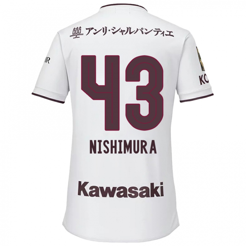 Kinderen Nagi Nishimura #43 Wit Rood Uitshirt Uittenue 2024/25 T-Shirt