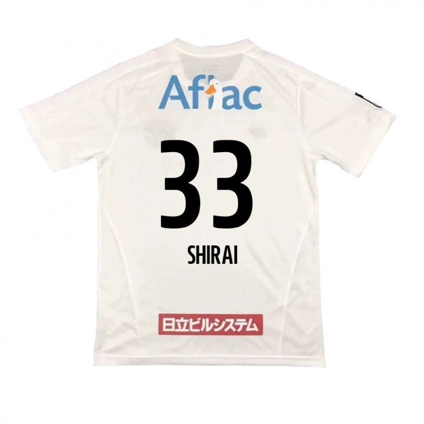 Kinderen Eiji Shirai #33 Wit Zwart Uitshirt Uittenue 2024/25 T-Shirt