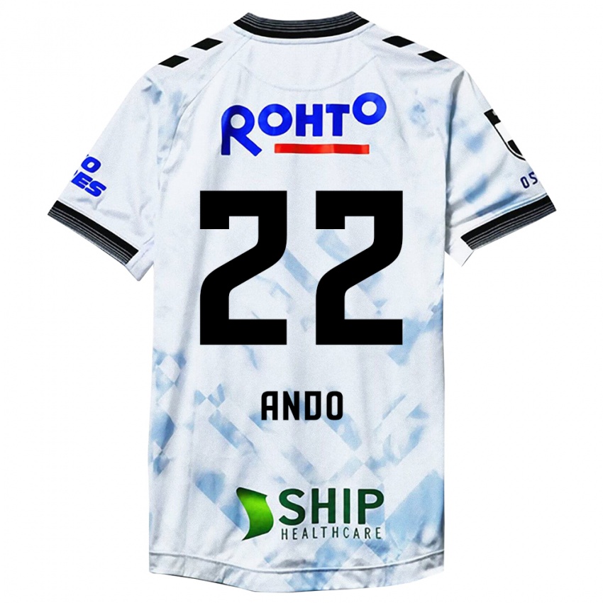 Kinderen Rikuto Ando #22 Wit Zwart Uitshirt Uittenue 2024/25 T-Shirt