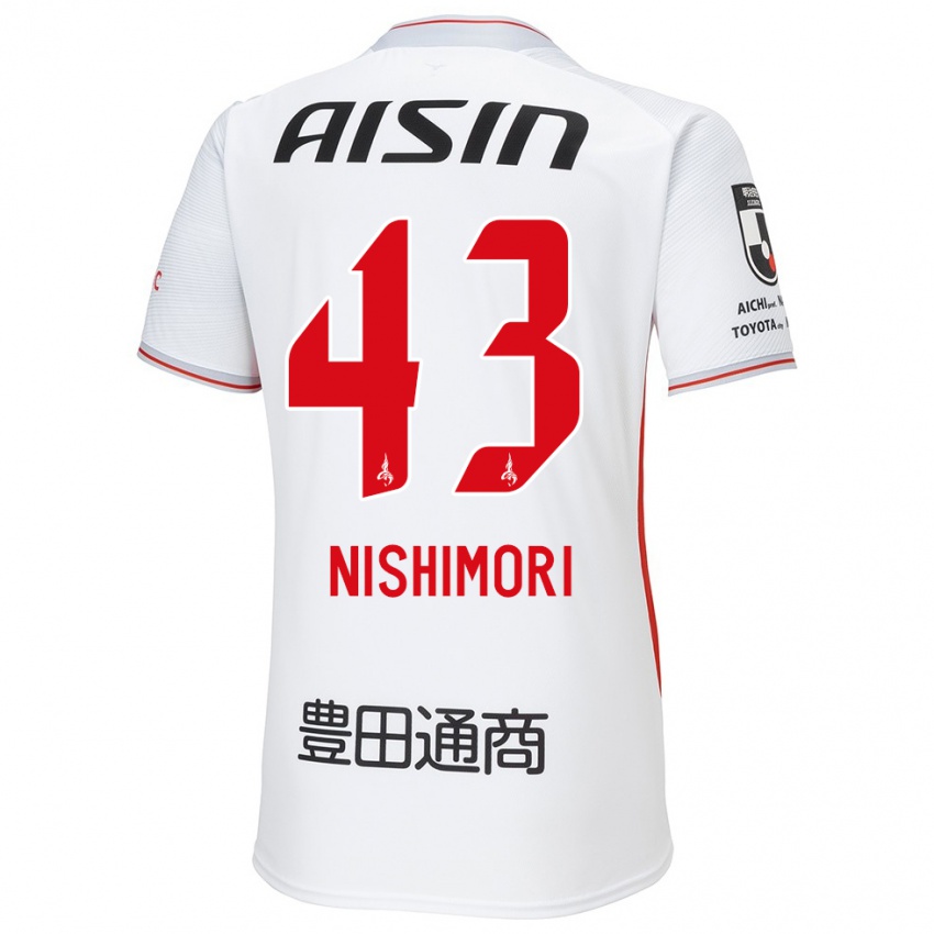 Kinderen Yuto Nishimori #43 Wit Geel Rood Uitshirt Uittenue 2024/25 T-Shirt