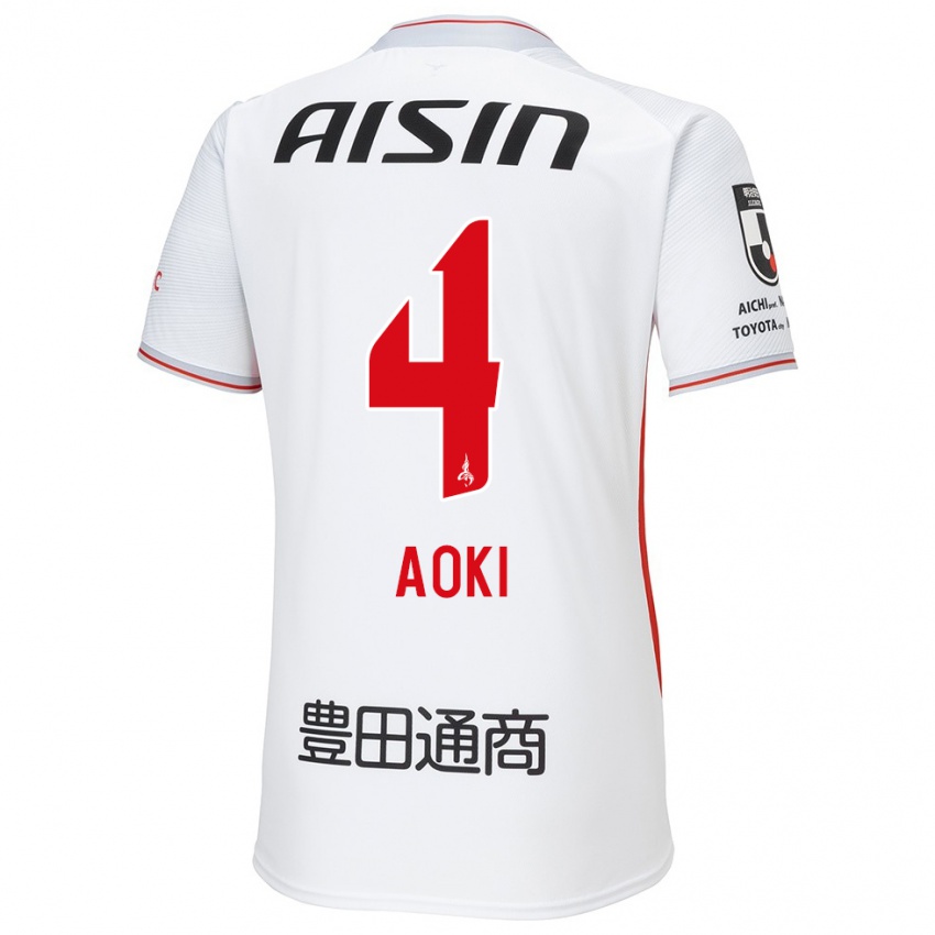 Kinderen Masamune Aoki #4 Wit Geel Rood Uitshirt Uittenue 2024/25 T-Shirt