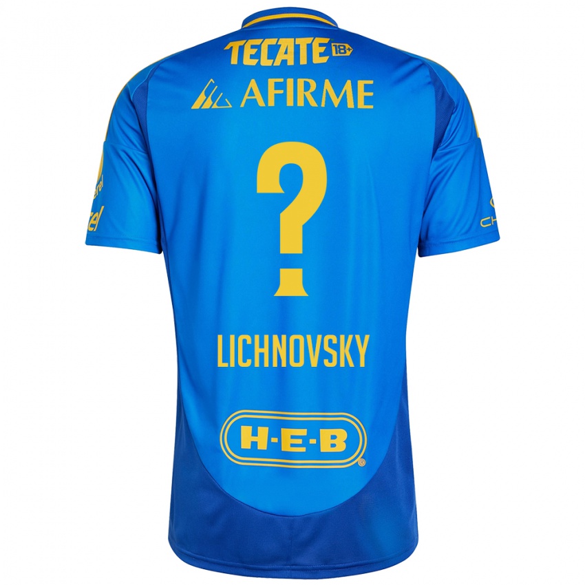 Kinderen Igor Lichnovsky #0 Blauw Geel Uitshirt Uittenue 2024/25 T-Shirt