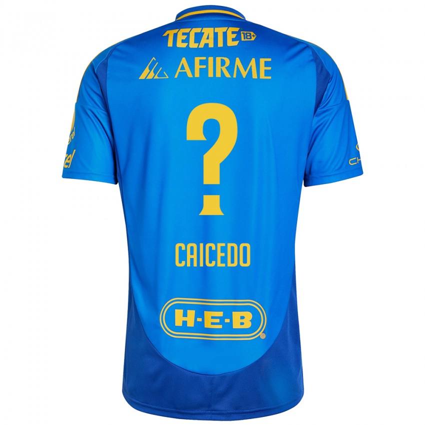 Kinderen Jordy Caicedo #0 Blauw Geel Uitshirt Uittenue 2024/25 T-Shirt