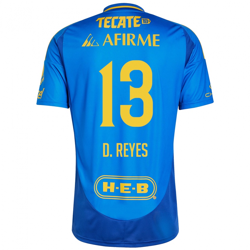 Kinderen Diego Reyes #13 Blauw Geel Uitshirt Uittenue 2024/25 T-Shirt