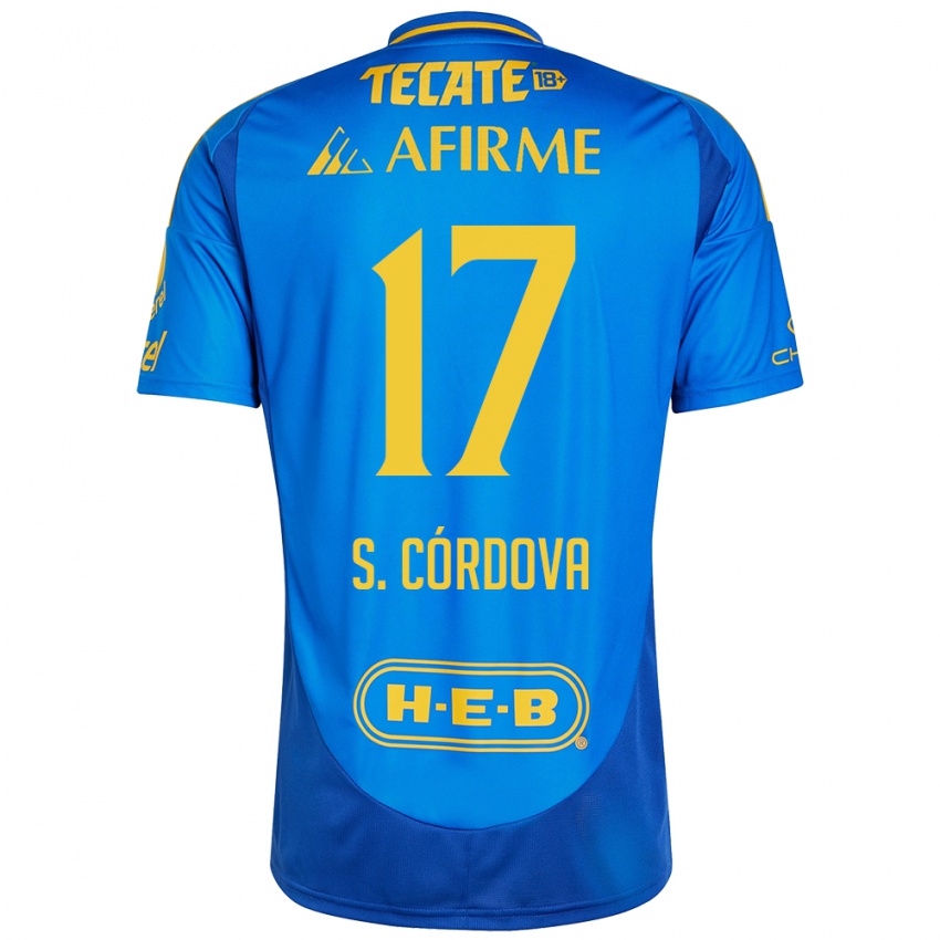 Kinderen Sebastian Cordova #17 Blauw Geel Uitshirt Uittenue 2024/25 T-Shirt