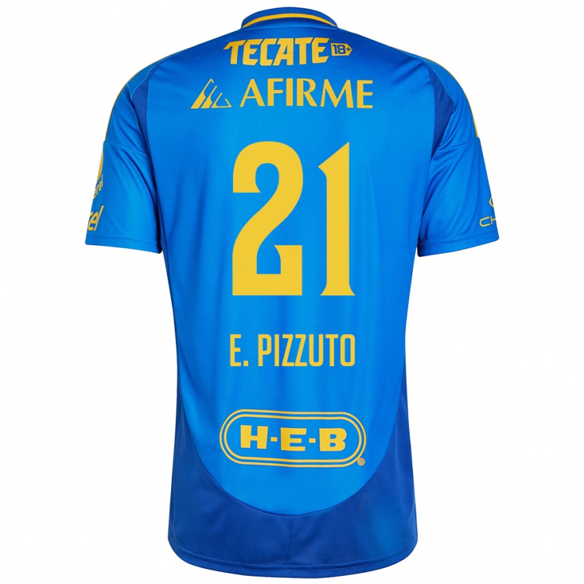 Kinderen Eugenio Pizzuto #21 Blauw Geel Uitshirt Uittenue 2024/25 T-Shirt