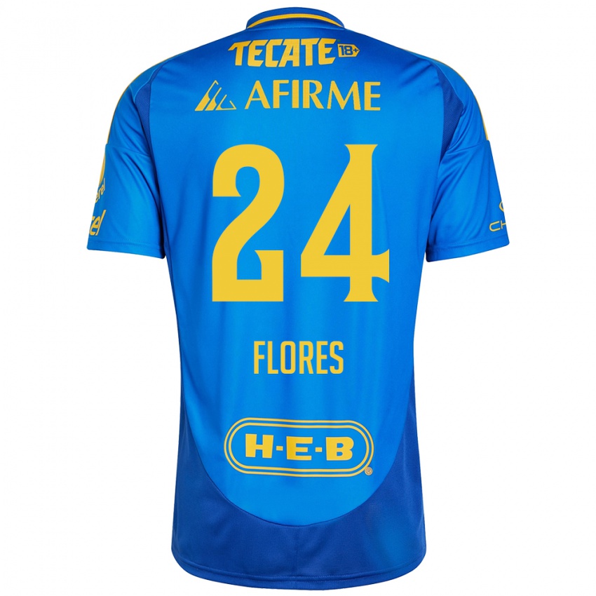 Kinderen Marcelo Flores #24 Blauw Geel Uitshirt Uittenue 2024/25 T-Shirt