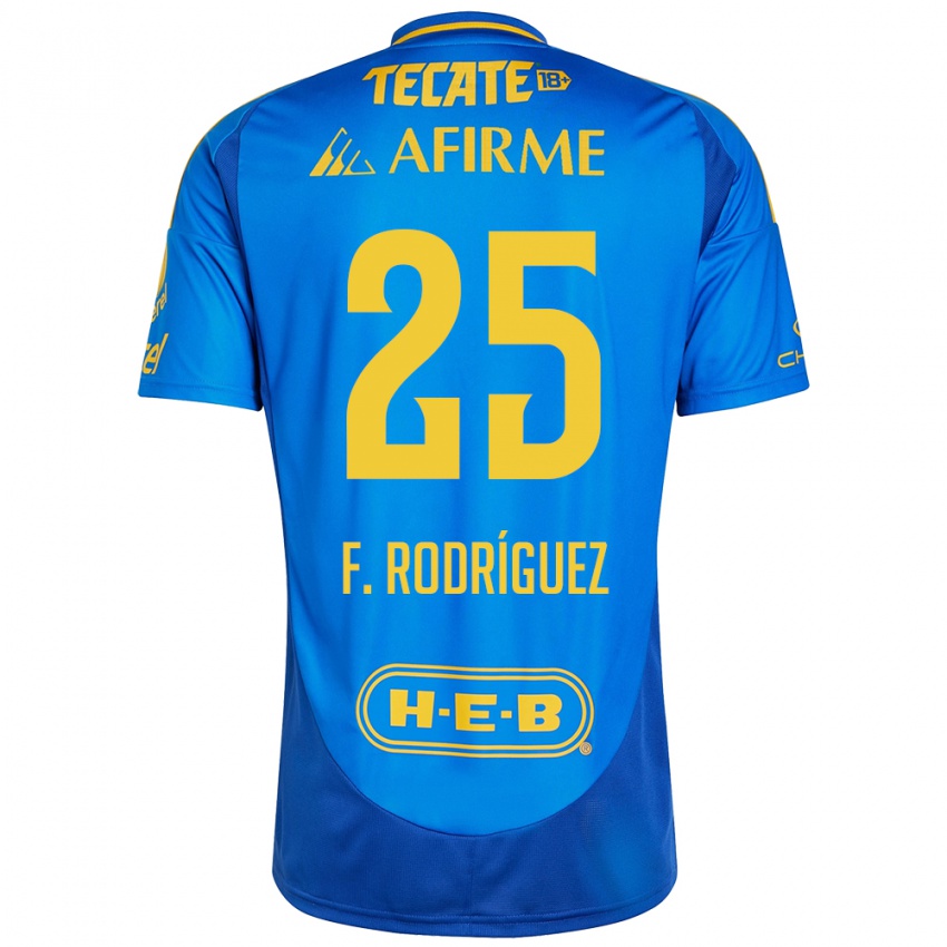 Kinderen Felipe Rodríguez #25 Blauw Geel Uitshirt Uittenue 2024/25 T-Shirt