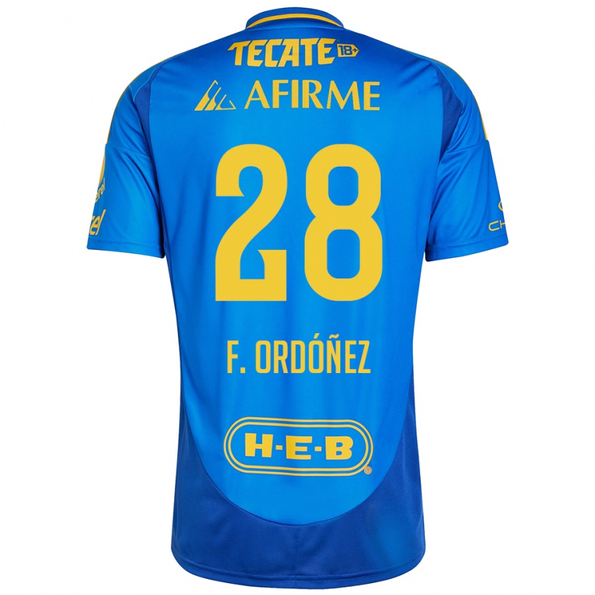 Kinderen Fernando Ordóñez #28 Blauw Geel Uitshirt Uittenue 2024/25 T-Shirt