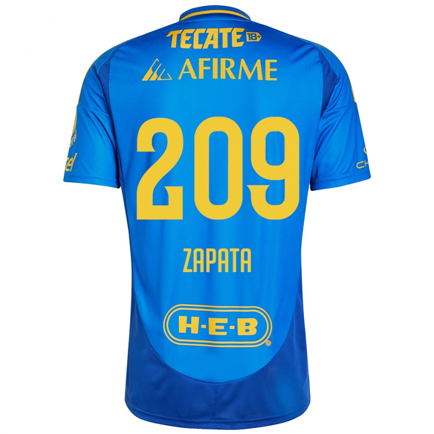 Kinderen Jorge Zapata #209 Blauw Geel Uitshirt Uittenue 2024/25 T-Shirt