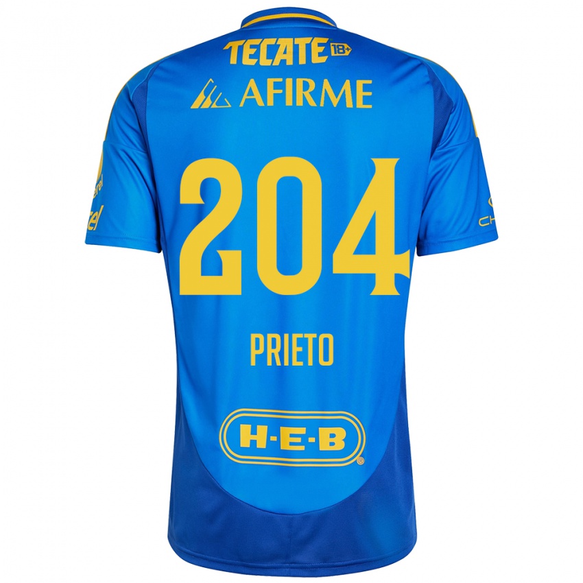 Kinderen Leonel Prieto #204 Blauw Geel Uitshirt Uittenue 2024/25 T-Shirt