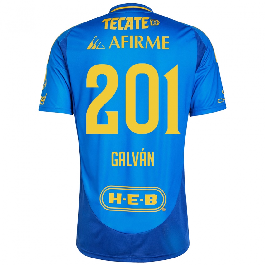 Kinderen Isac Galván #201 Blauw Geel Uitshirt Uittenue 2024/25 T-Shirt