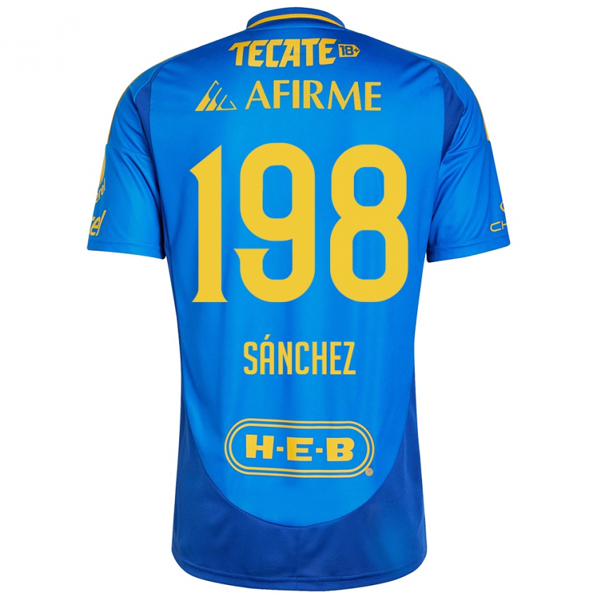 Kinderen Diego Sánchez #198 Blauw Geel Uitshirt Uittenue 2024/25 T-Shirt