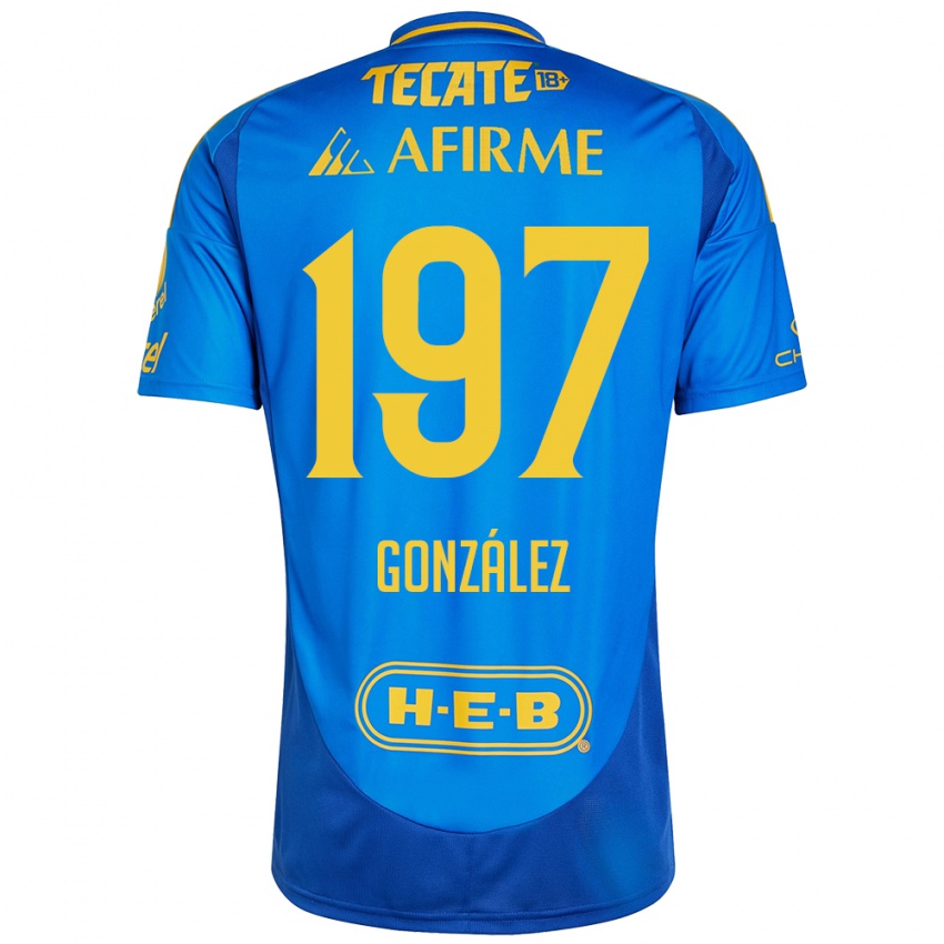 Kinderen Germán González #197 Blauw Geel Uitshirt Uittenue 2024/25 T-Shirt