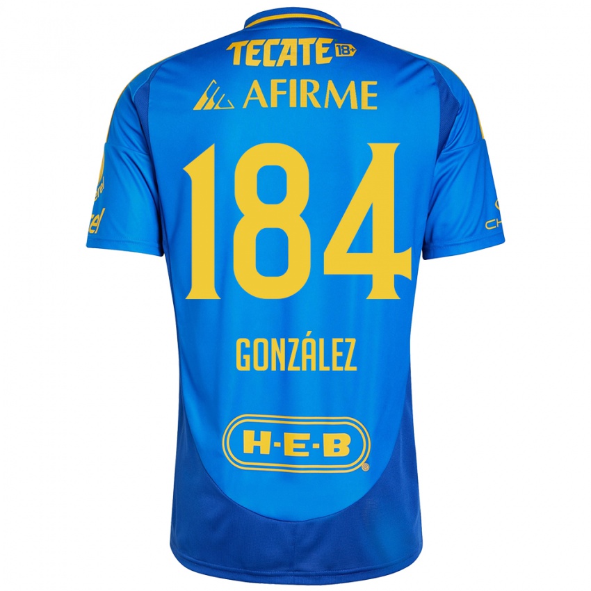 Kinderen Erick González #184 Blauw Geel Uitshirt Uittenue 2024/25 T-Shirt