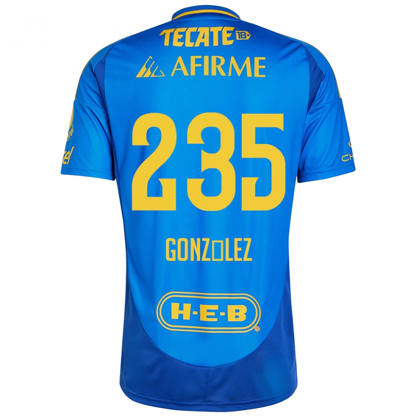 Kinderen Mauricio González #235 Blauw Geel Uitshirt Uittenue 2024/25 T-Shirt