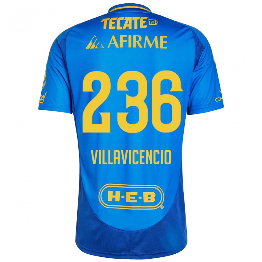 Kinderen Edgar Villavicencio #236 Blauw Geel Uitshirt Uittenue 2024/25 T-Shirt