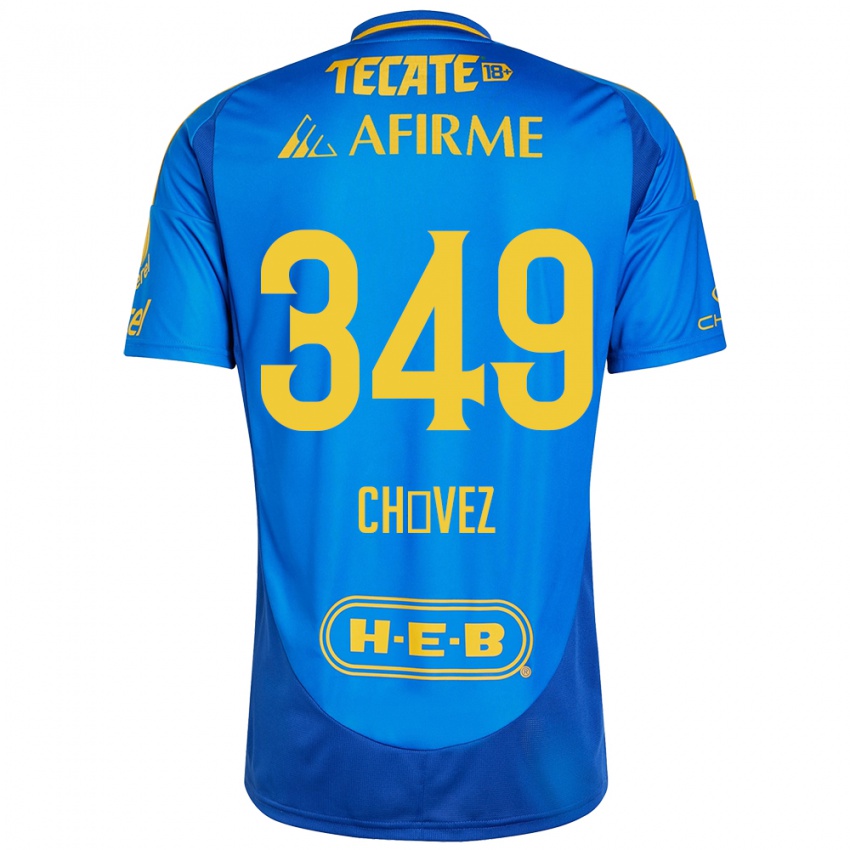 Kinderen Jorge Chávez #349 Blauw Geel Uitshirt Uittenue 2024/25 T-Shirt