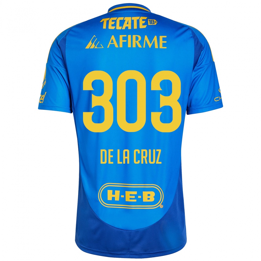 Kinderen Erick De La Cruz #303 Blauw Geel Uitshirt Uittenue 2024/25 T-Shirt