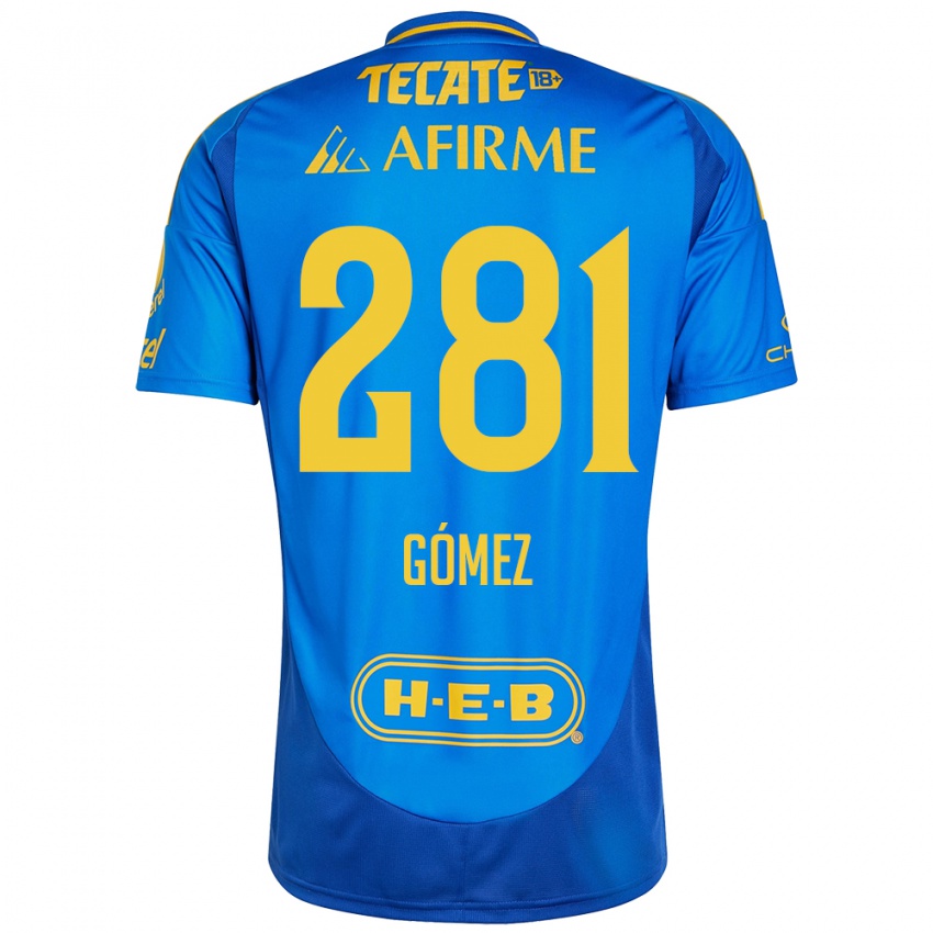 Kinderen Luis Gómez #281 Blauw Geel Uitshirt Uittenue 2024/25 T-Shirt