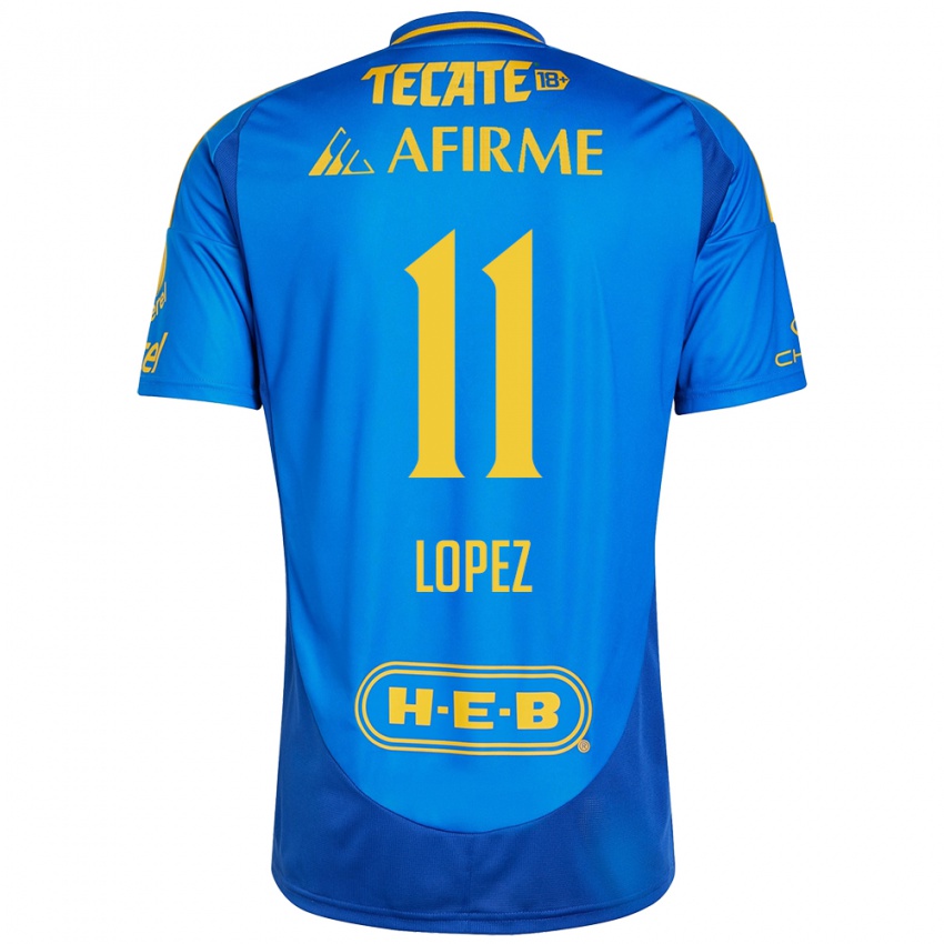 Kinderen Nicolas Lopez #11 Blauw Geel Uitshirt Uittenue 2024/25 T-Shirt