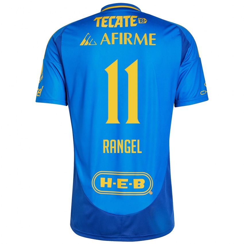 Kinderen Nayeli Rangel #11 Blauw Geel Uitshirt Uittenue 2024/25 T-Shirt