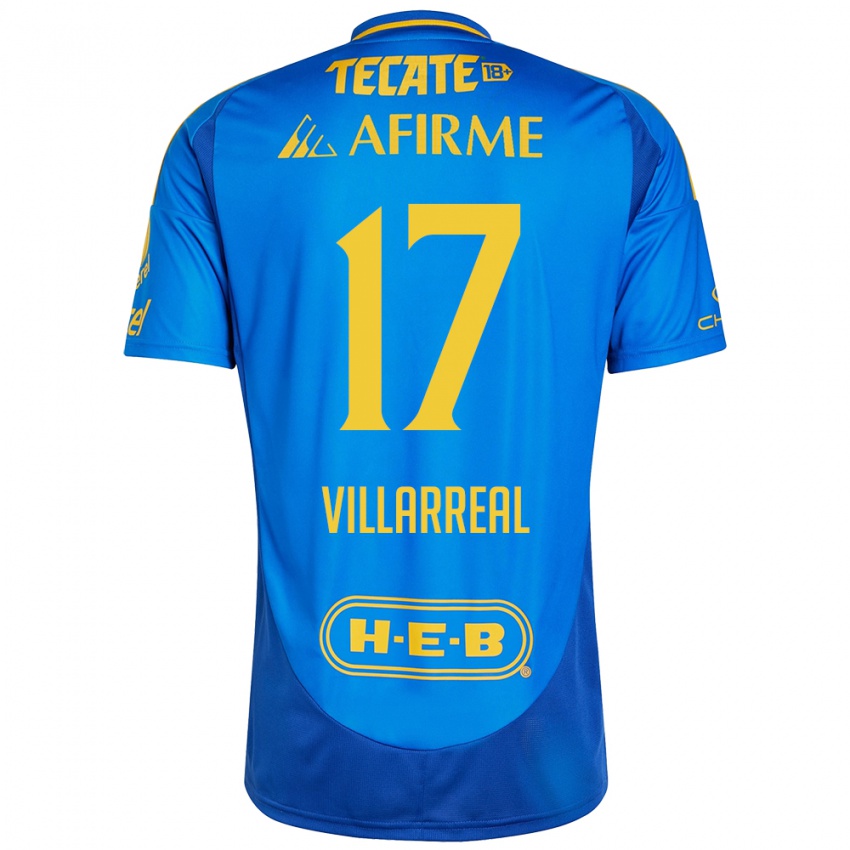 Kinderen Natalia Villarreal #17 Blauw Geel Uitshirt Uittenue 2024/25 T-Shirt