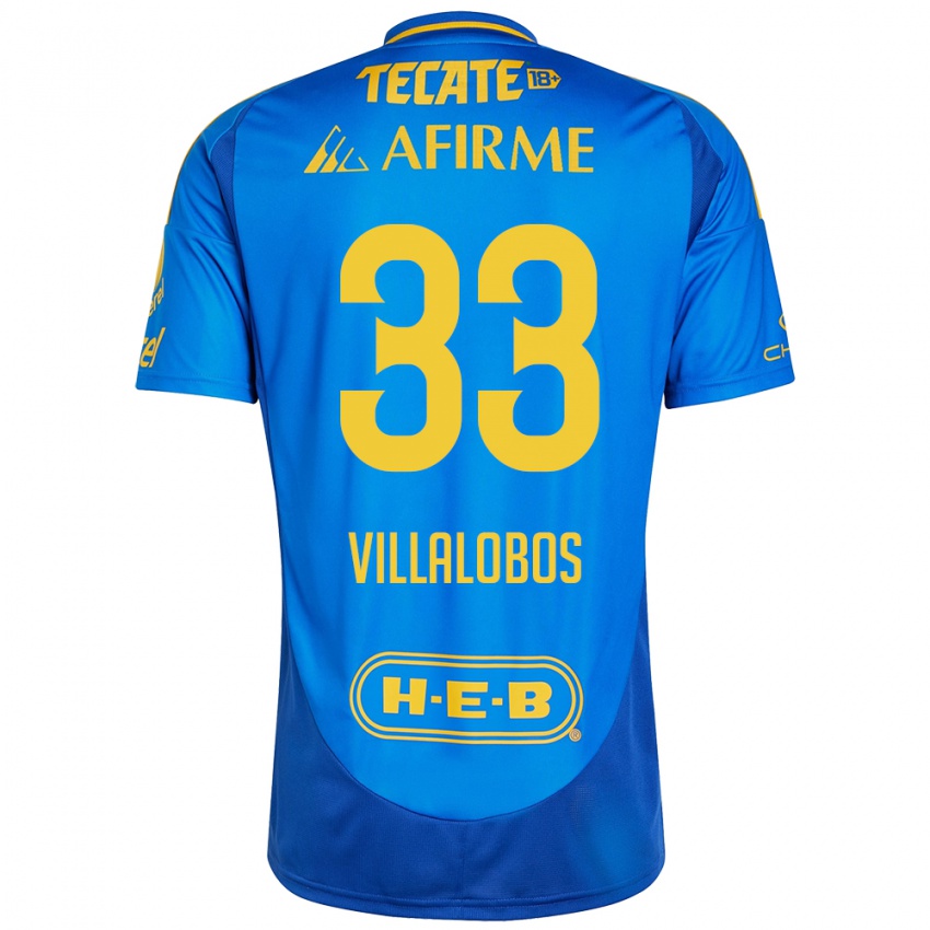 Kinderen Vania Villalobos #33 Blauw Geel Uitshirt Uittenue 2024/25 T-Shirt