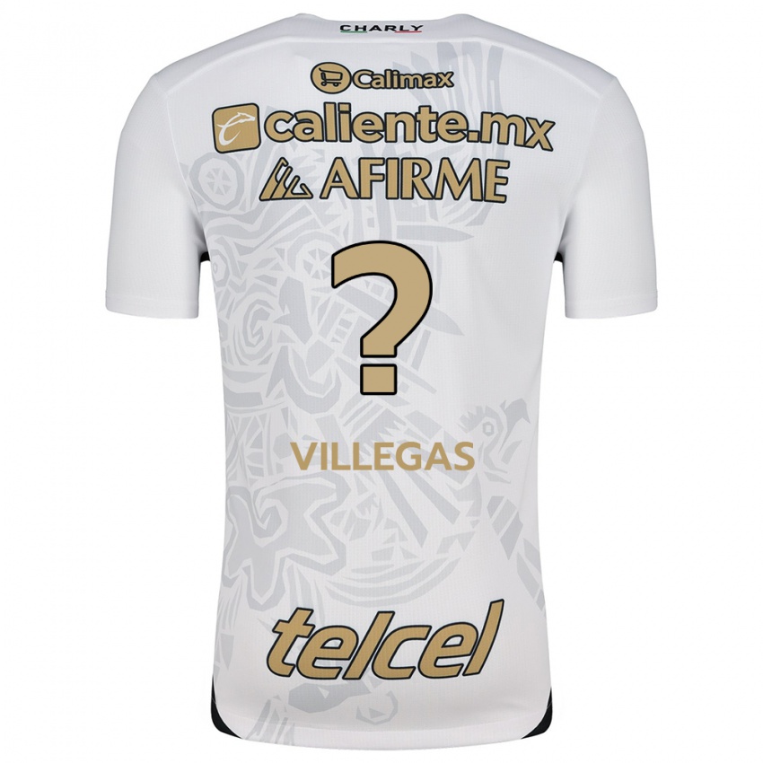 Kinderen Óscar Villegas #0 Wit Zwart Uitshirt Uittenue 2024/25 T-Shirt