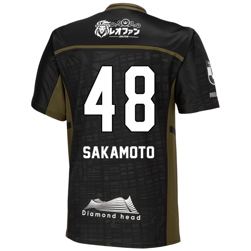 Kinderen Kanta Sakamoto #48 Zwart Groen Uitshirt Uittenue 2024/25 T-Shirt