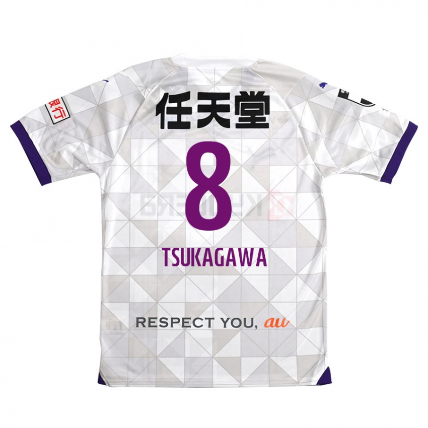 Kinderen Koki Tsukagawa #8 Wit Paars Uitshirt Uittenue 2024/25 T-Shirt